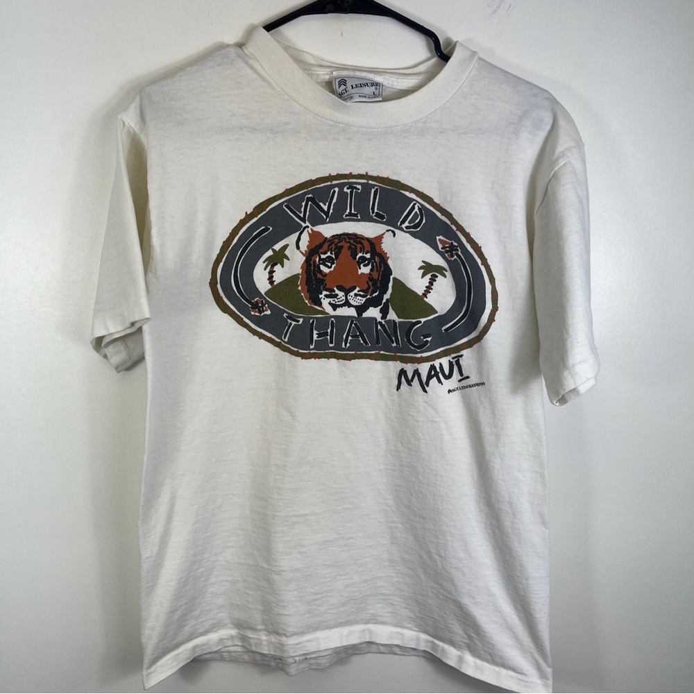 Vintage 1990 Sgt. Leisure Maui Hawaii TShirt Wild Thang Tiger Nature USA Fits M